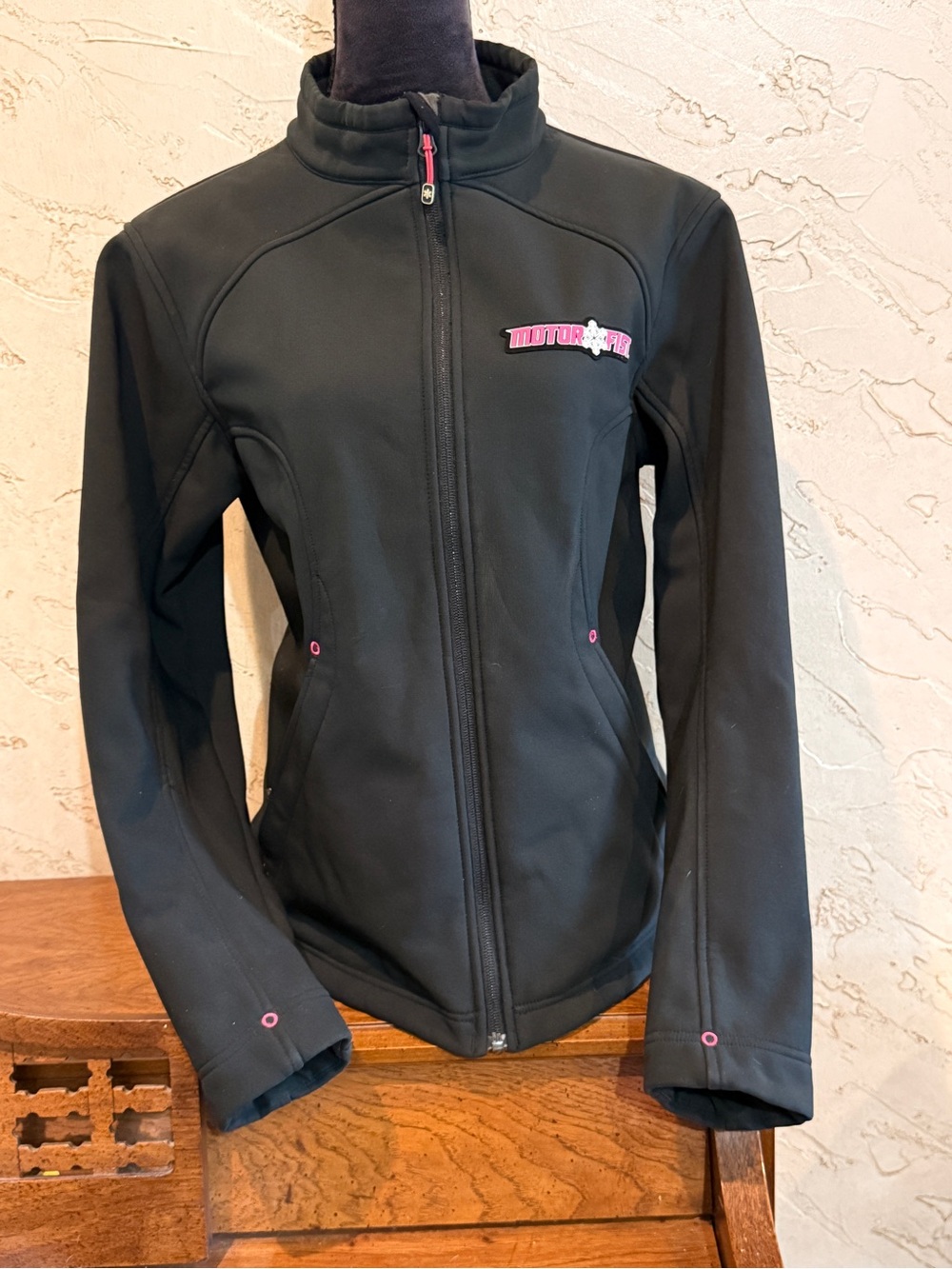 Motorfist Women's Duchess Softshell Lined Black Jacket Pink Accents size Large